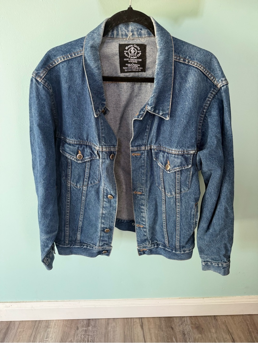 Monte Carlo Polo & Jockey Club Vintage-Style Blue Denim Jacket Size Large